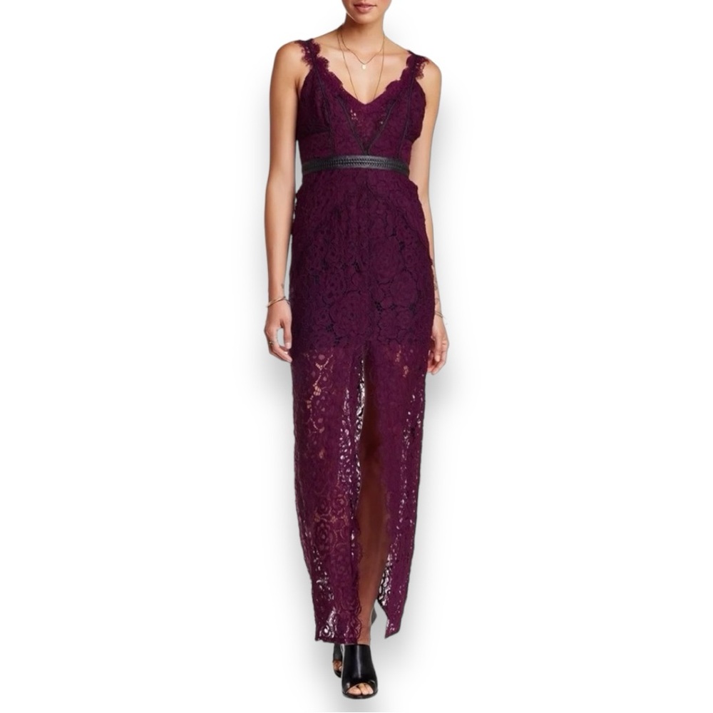 Free People Lace Column Maxi Dress in Eggplant Size 2